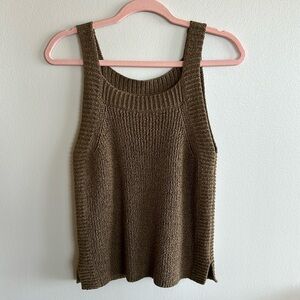 J. Crew Brown Knit Cotton Sweater Tank Size S